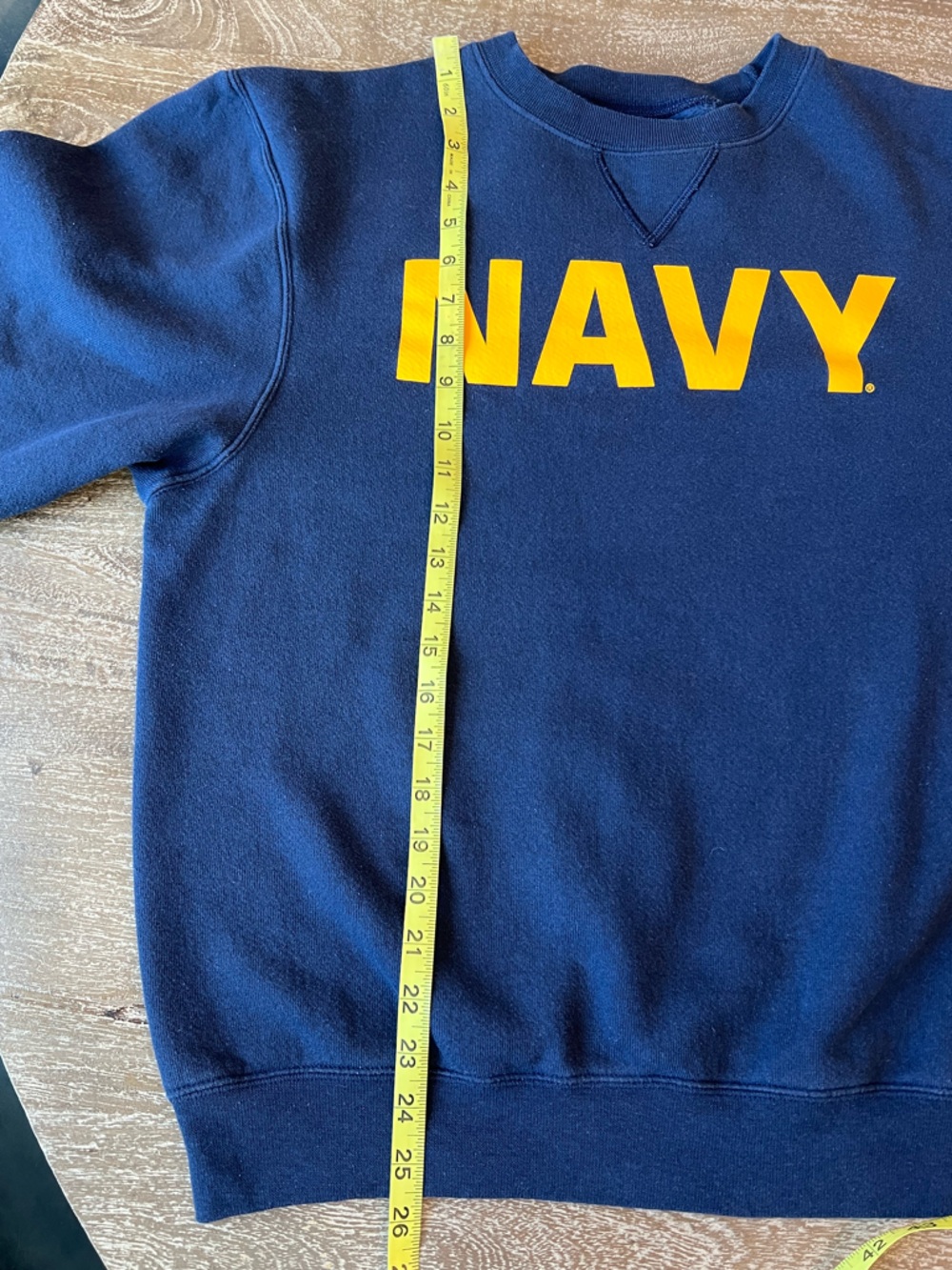 Crewneck Sweatshirt in Navy Blue with Yellow Lettering NAVY - Picture 5 of 7
